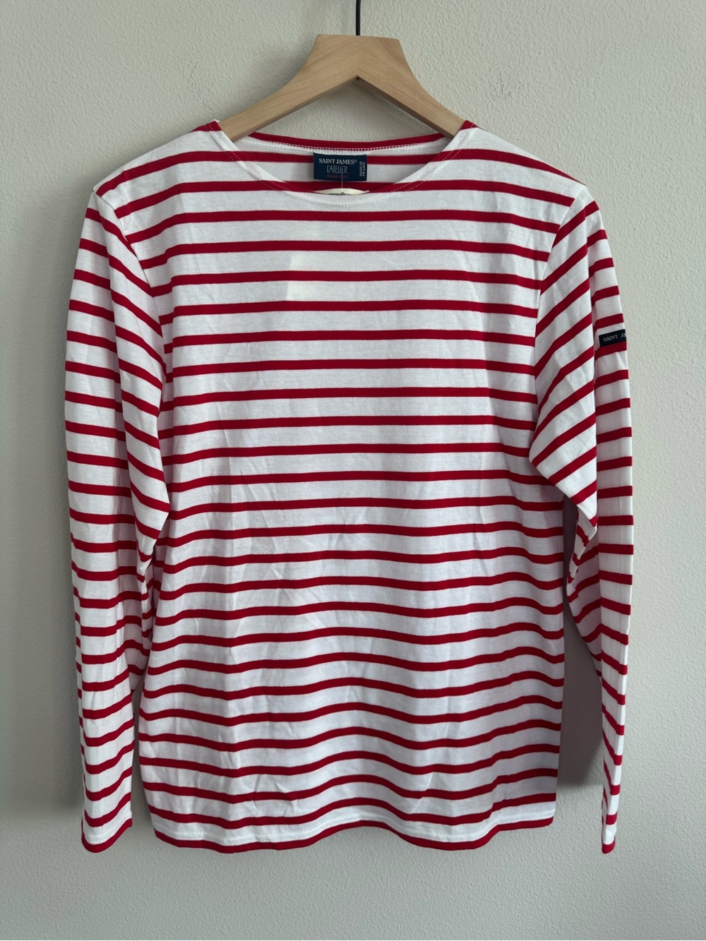 Saint James L’Atelier Red White Breton Striped Long Sleeve Shirt Quiet Luxury XS